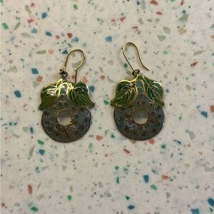 Vintage Elegant Gold and Green Leaf Earrings